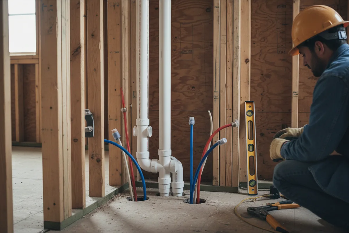 Drain and supply rough-in during Toilet Repair and Installation in Ashaway