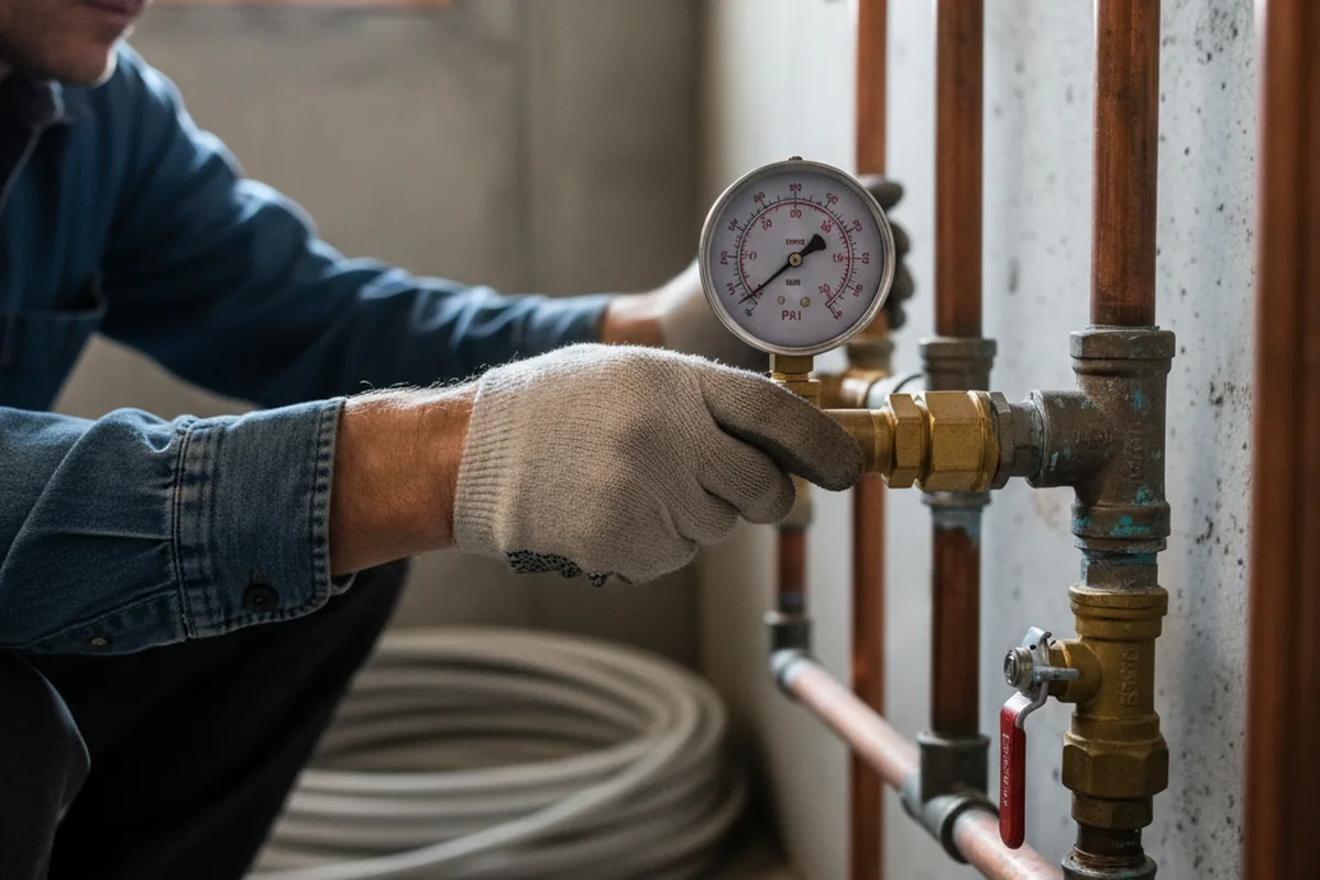 Pressure testing a repaired line during Water Line Repair in Ashaway